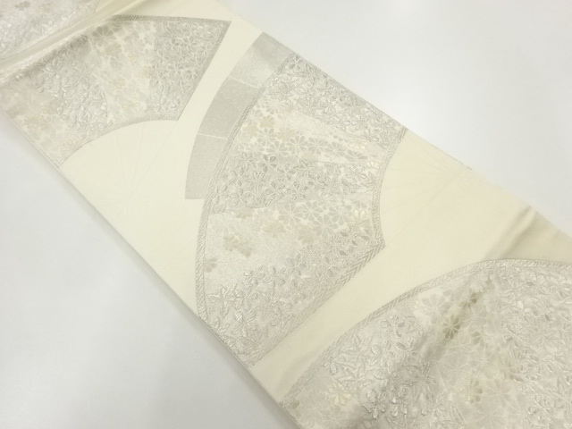 アンティーク　扇面に菊・楓模様織出し袋帯（材料）